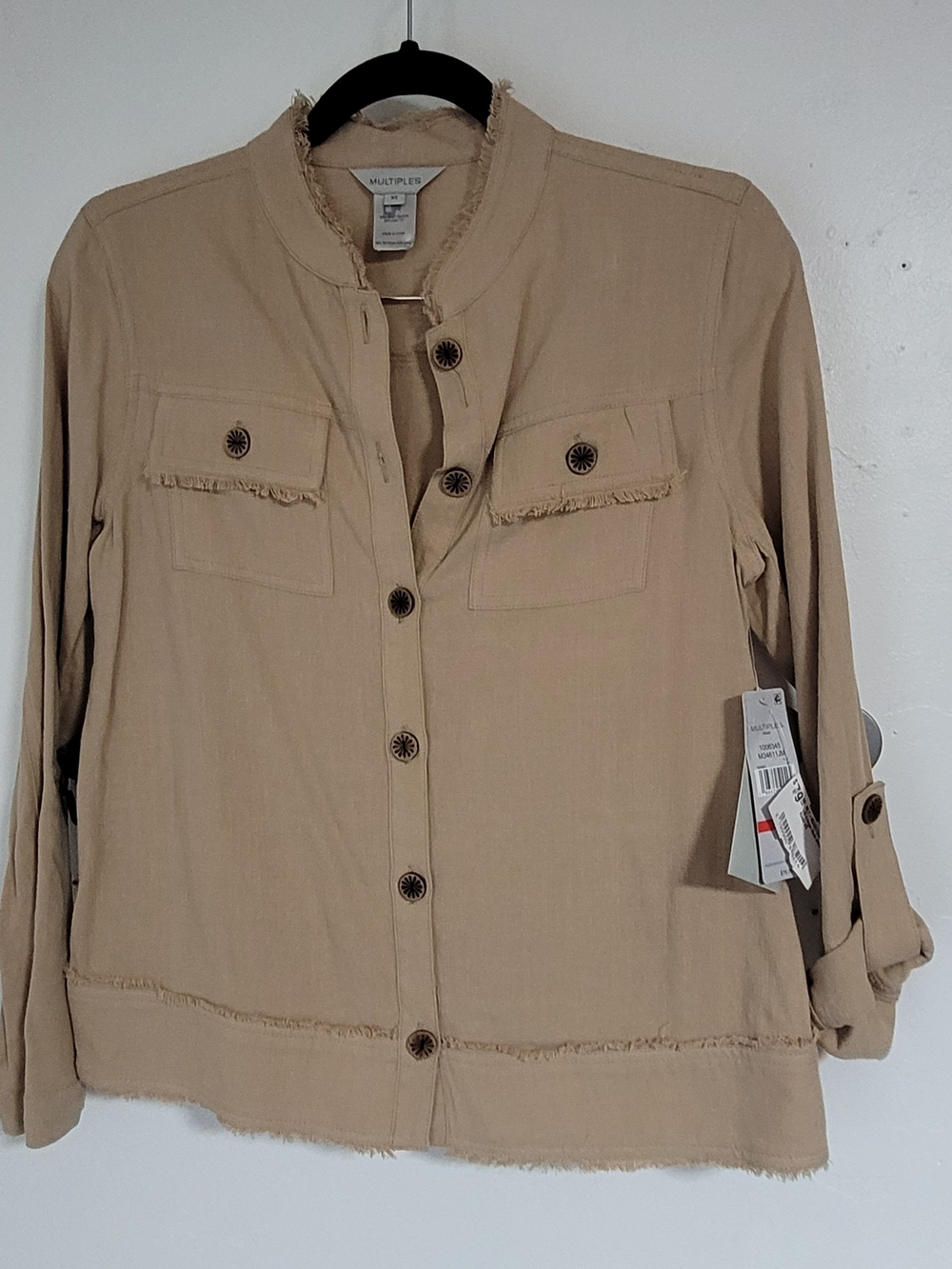 MULTIPLES Women's Tan Button-Front Jacket